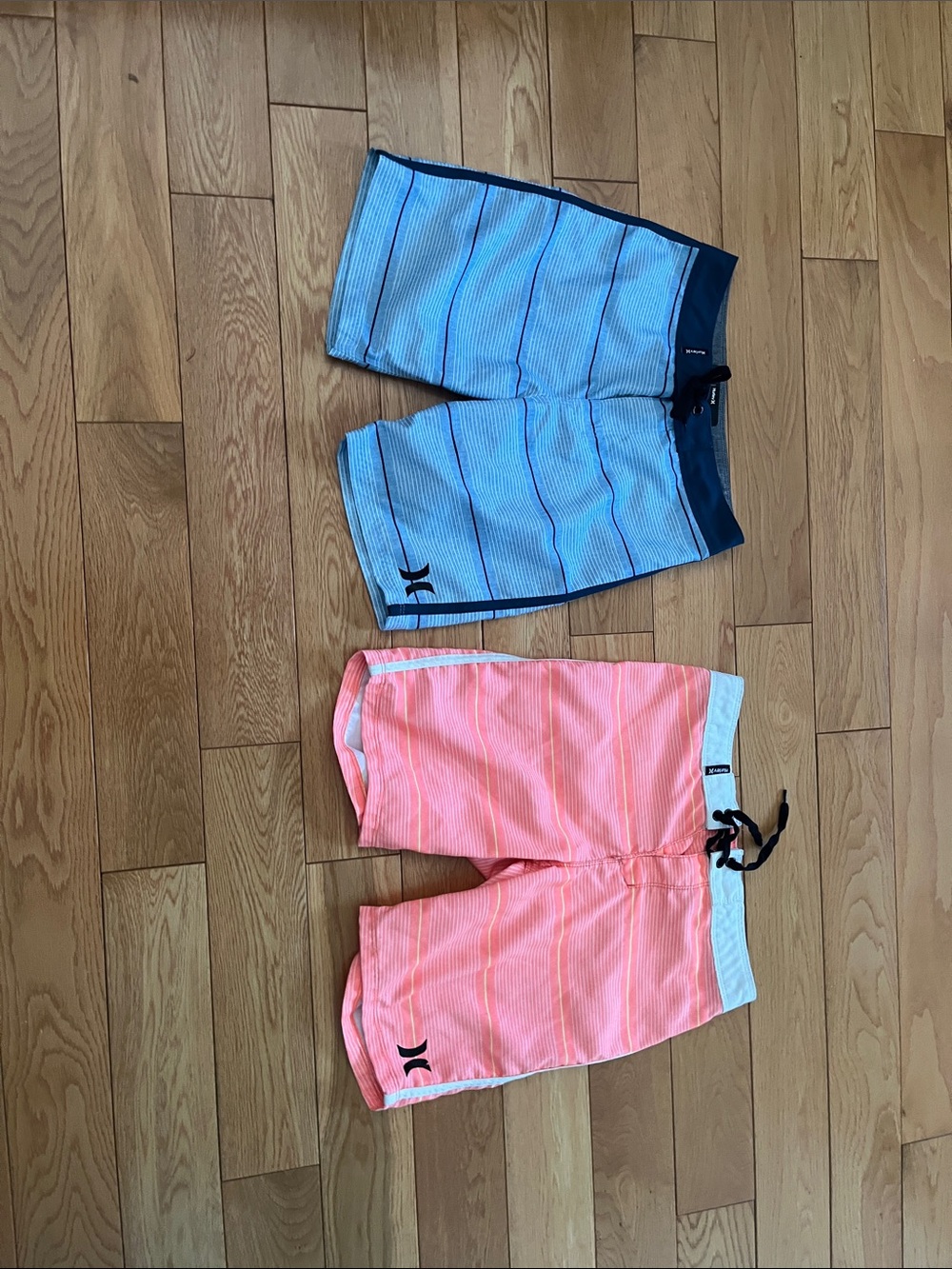 Hurley Kids Two-Pack Stripe Board Shorts in Blue and Coral